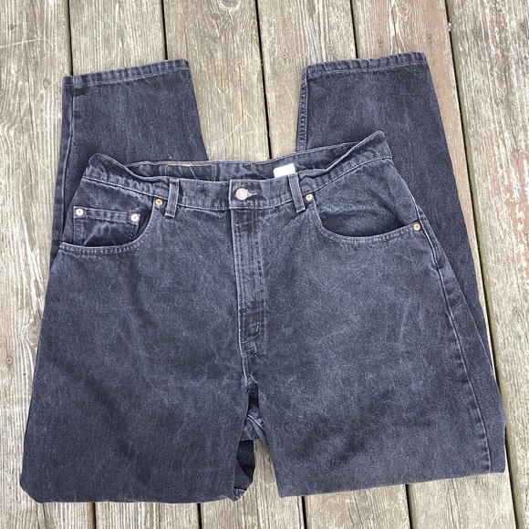 Levi's 560 Mens 38 x 32 Loose Fit Tapered Leg Denim Black Jeans Faded Made USA